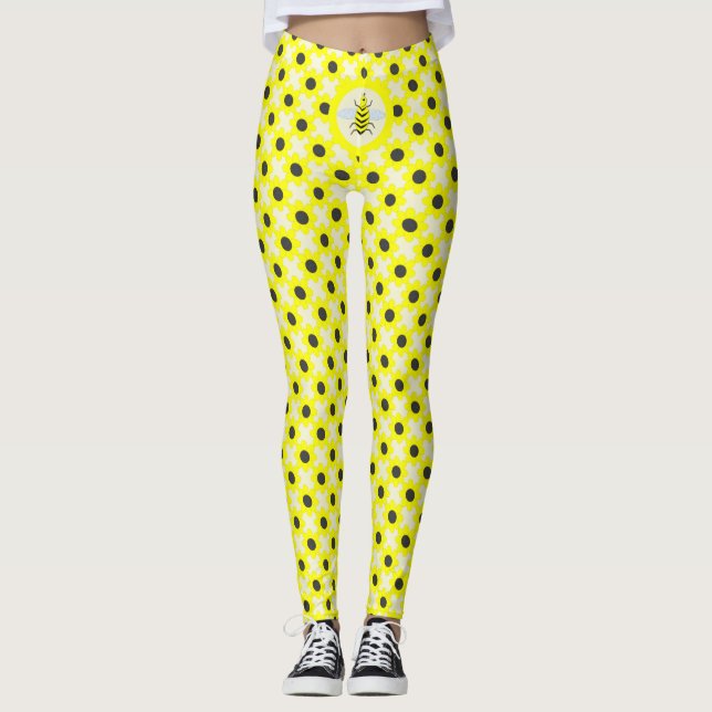 Niedliche Gelbjunge Biene und Blume Leggings (Vorderseite)