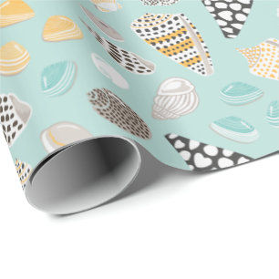 Niedliche gemusterte Muscheln auf Minze Geschenkpapier