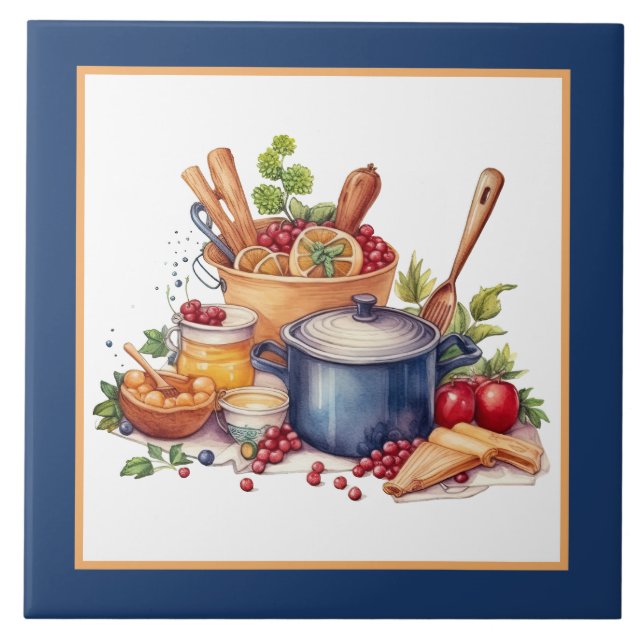 Niedliche, gemütliche Zuhause-Küche Fliese (Vorderseite)