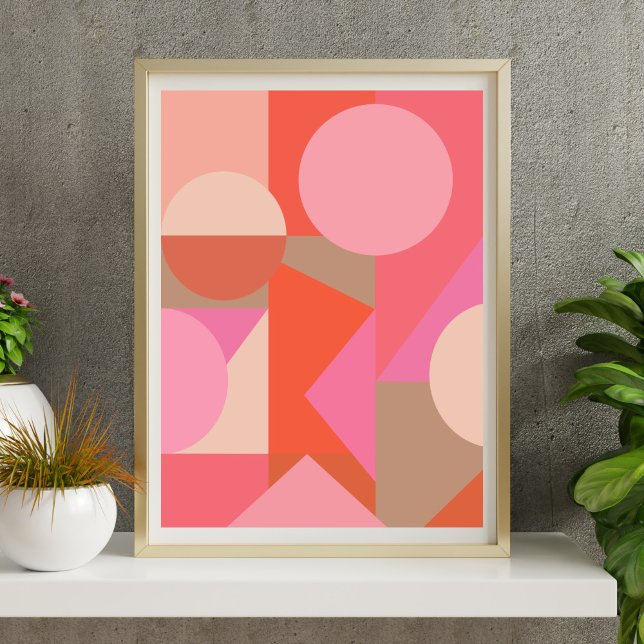 Niedliche geometrische Form Pink Orange Wand Kunst (Von Creator hochgeladen)