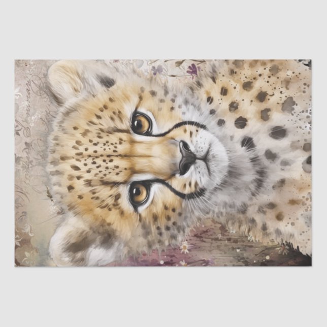 Niedliche Gepard Cub Wilde Katze Seidenpapier (Vorderseite)