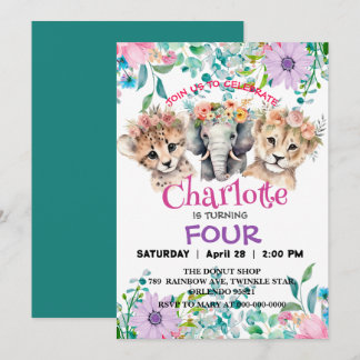 Niedliche Geparden Lion Dschungel Tiere Geburtstag Einladung