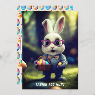 Niedliche gepresste Bunny & Basket Ostereier Jagd Einladung