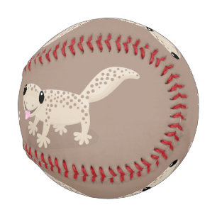 Niedliche gepunktete Gecko-Cartoon-Abbildung Baseball