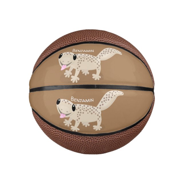 Niedliche gepunktete Gecko-Cartoon-Abbildung Mini Basketball (Vorderseite)