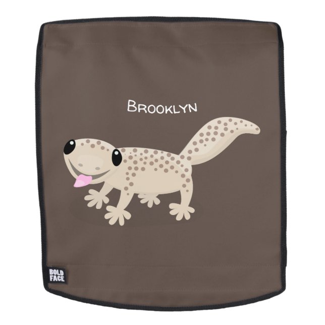 Niedliche gepunktete Gecko-Cartoon-Abbildung Rucksack (Abnehmbare Front)