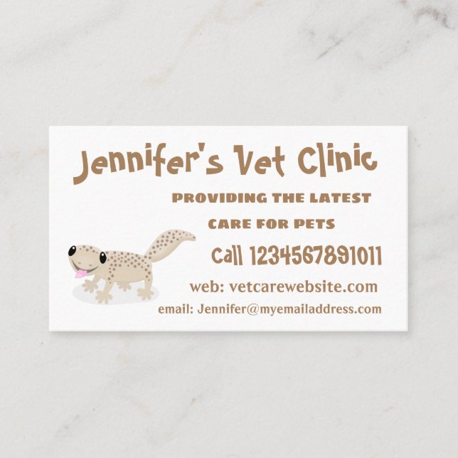 Niedliche gepunktete Gecko-Cartoon-Abbildung Visitenkarte (Vorderseite)