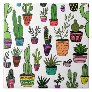 Niedliche gepunktete Pflanze Farbiges handgefertig Fliese