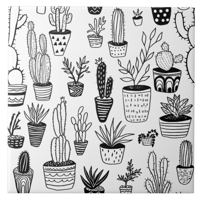 Niedliche gepunktete Pflanze Handmade Pattern Pfla Fliese (Vorderseite)