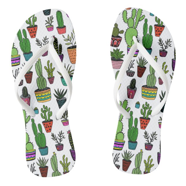 Niedliche gepunktete Pflanze Kakteen Succulents Fa Flip Flops (Fußbett)