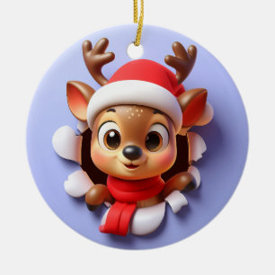 Niedliche Gepunktete Rentiere des Weihnachtsmanns  Keramik Ornament