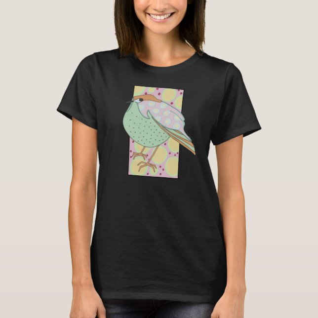 Niedliche Gerahmte Pastel Songbird T-Shirt (Vorderseite)