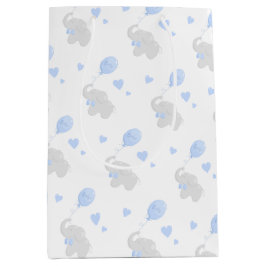 Niedliche Geschenktasche Baby Dusche Boy Elephant  Mittlere Geschenktüte