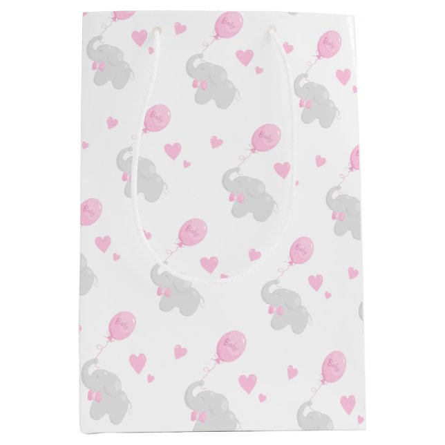 Niedliche Geschenktüte Baby Dusche Girl Elephant B (Vorderseite)