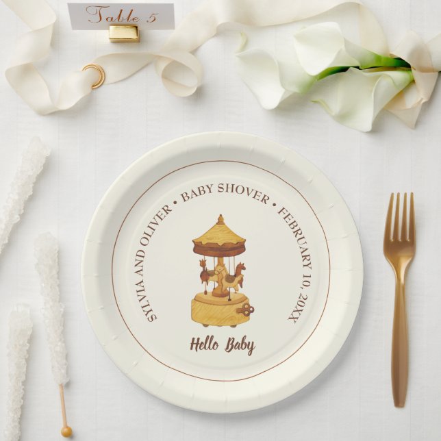 Niedliche geschlechtsneutrale Babydusche Pappteller (Hochzeit)