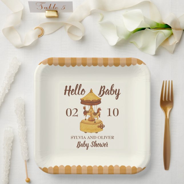 Niedliche geschlechtsneutrale Babydusche Pappteller (Hochzeit)