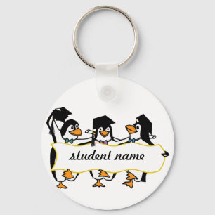 Niedliche Geschlossen Pinguine mit Banner Schlüsselanhänger