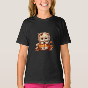 Niedliche Gestaltung der Herbstkatze für Kinder T-Shirt