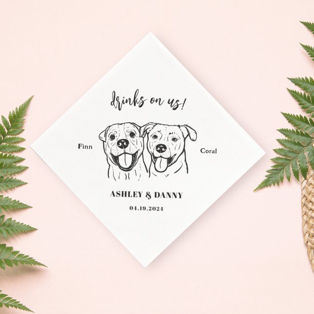 Niedliche Getränke auf US Hund Hochzeitstipenname Serviette (Von Creator hochgeladen)