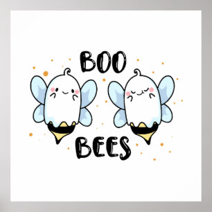 Niedliche Ghost-Boo-Bienen - Witziges Halloween au Poster