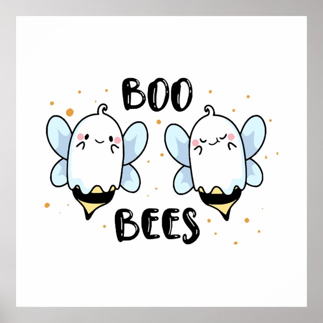 Niedliche Ghost-Boo-Bienen - Witziges Halloween au Poster (Vorne)
