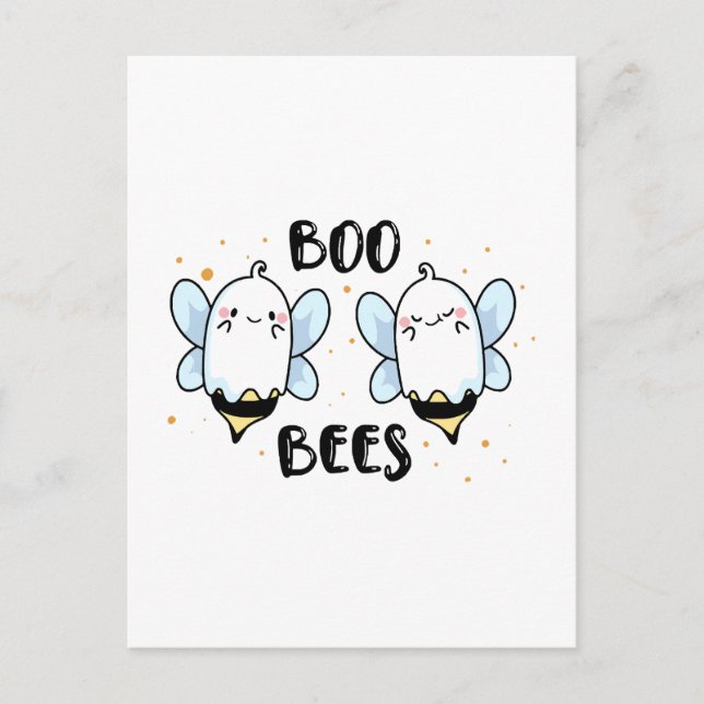 Niedliche Ghost-Boo-Bienen - Witziges Halloween au Postkarte (Vorderseite)
