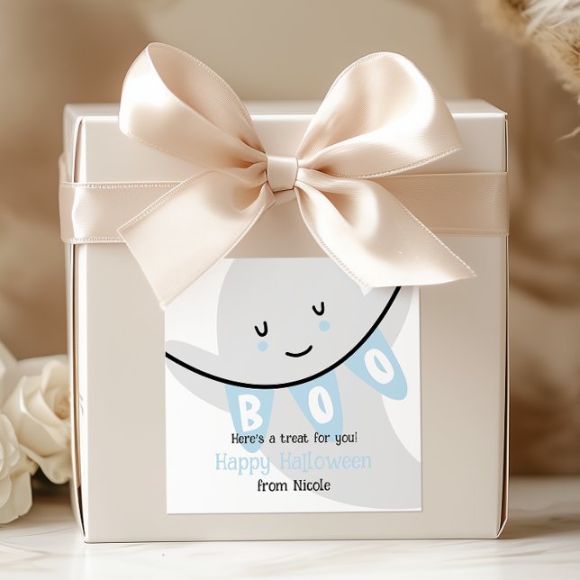 NIEDLICHE GHOST BOO HALLOWEEN KIDS LECKEREI QUADRATISCHER AUFKLEBER (Von Creator hochgeladen)