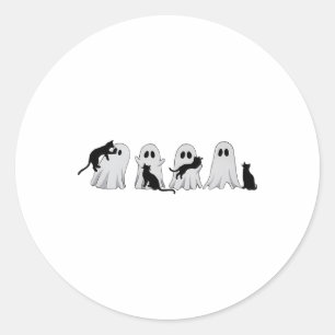Niedliche Ghost Cat Halloween Outdoor Kostüme Kat Runder Aufkleber