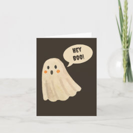 Niedliche Ghost "Hey Boo" Halloween Grußkarte Dankeskarte