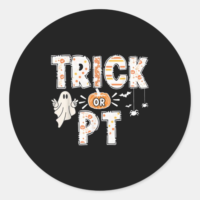 Niedliche Ghost Pumpkin Trick oder PT Physikalisch Runder Aufkleber (Vorderseite)