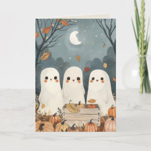 Niedliche Ghosts & Pumpkins Whimsical Happy Hallow Karte