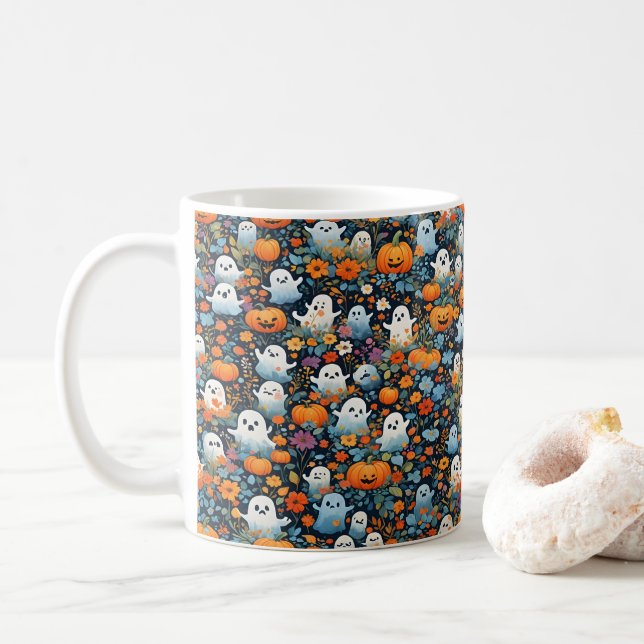 Niedliche Ghouls Halloween-Tasse Kaffeetasse (Mit Donut)