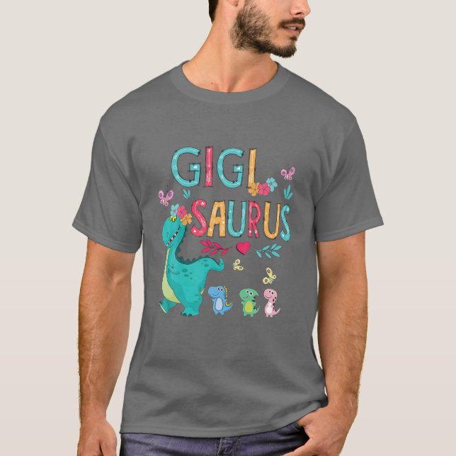 Niedliche Gigisaurus Blume Butterfly Dinosaurier M T-Shirt (Vorderseite)