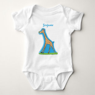 Niedliche Gigraffe mit Schmetterling-Cartoon Baby Strampler