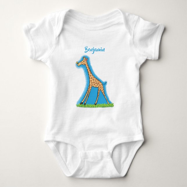 Niedliche Gigraffe mit Schmetterling-Cartoon Baby Strampler (Vorderseite)