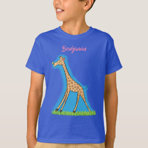 Niedliche Gigraffe mit Schmetterling-Cartoon T-Shirt