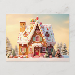 Niedliche Gingerbrett Weihnachtskarte des Hauses Postkarte