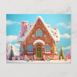 Niedliche Gingerbrett Weihnachtskarte des Hauses Postkarte
