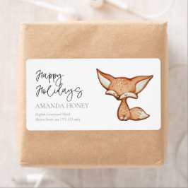 Niedliche Gingerbrot Fox Holiday Shipping Labels
