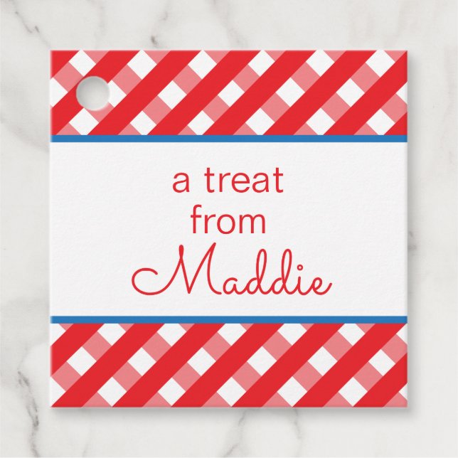 Niedliche Gingham Personalisierte Geschenke oder L Geschenkanhänger (Vorderseite)