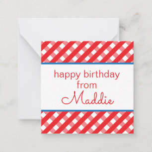 Niedliche Gingham Personalisierte Geschenkgutschei Mitteilungskarte