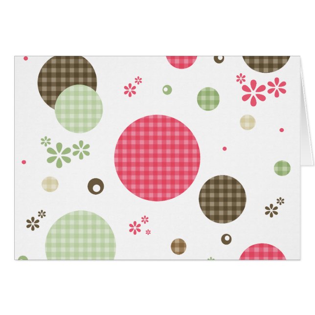 Niedliche Gingham Polka Dots mit Retro Daisy Blume (Vorderseite (Horizontal))