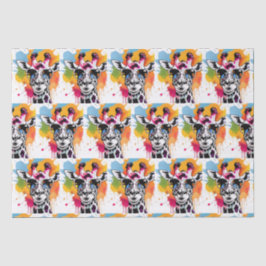 Niedliche Giraffa mit Sonnenbrille bespritzt Seidenpapier