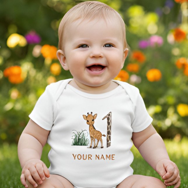 Niedliche Giraffe 1. Geburtstag Baby Strampler (Von Creator hochgeladen)