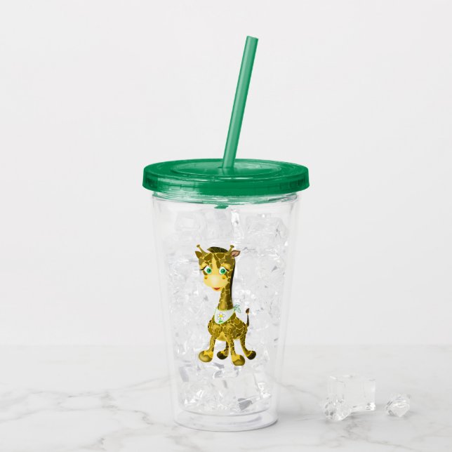 Niedliche Giraffe Acrylscheibe Acryltrinkbecher (Rückseite Ice)