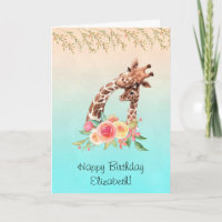Niedliche Giraffe Aquarell Mama & Baby Geburtstag