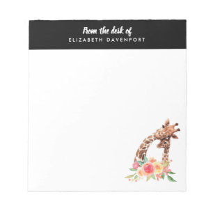Niedliche Giraffe Aquarell Mama & Baby Notepad Notizblock