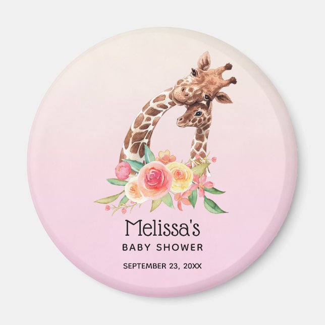 Niedliche Giraffe Aquarell Mama & Baby Showmagazin Magnet (Vorne)