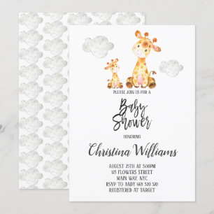 Niedliche Giraffe Baby Dusche Neutral Gray Mama &  Einladung