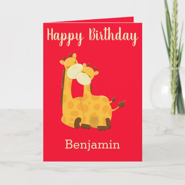 Niedliche Giraffe Baby Geburtstag Karte (Vorderseite)